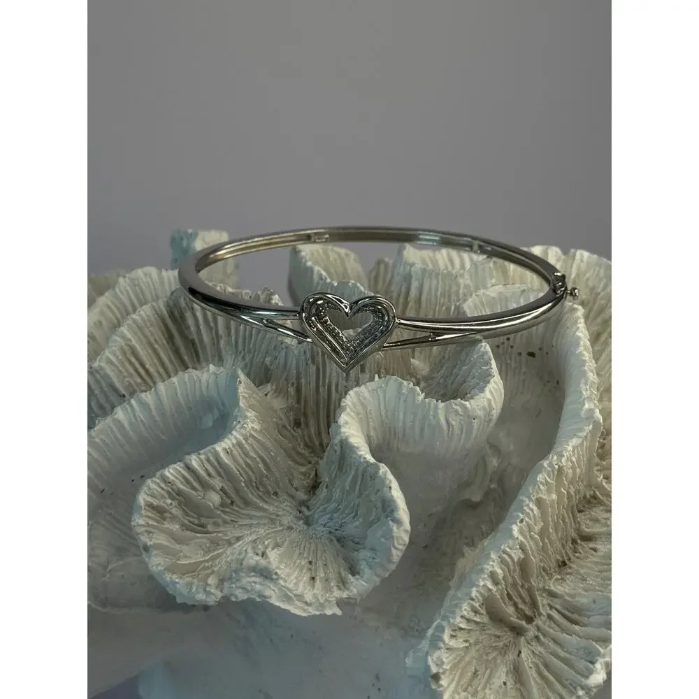 925 Sterling Silver NDI Diamond Heart Bracelet